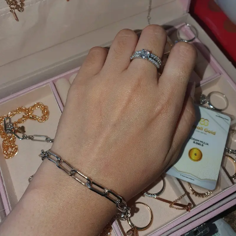 (BISA COD) D08 GELANG + CINCIN SET PREMIUM IMPORT FREE LM + BOX ELEGAN ANTI LUNTUR 2