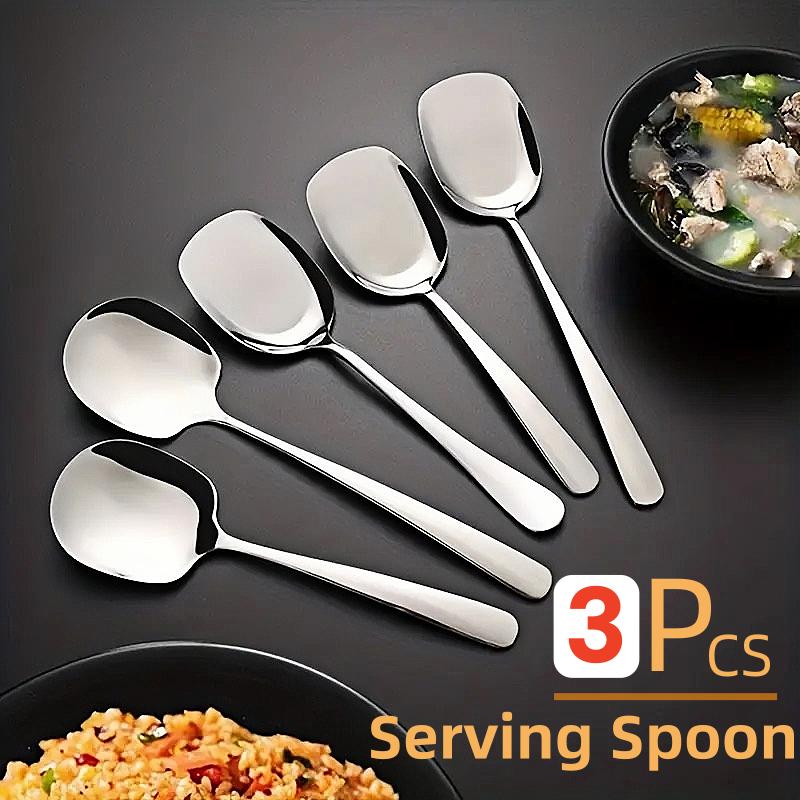 Serving Spoon Set Stainless Steel Large Square Spoon For Restaurant ...