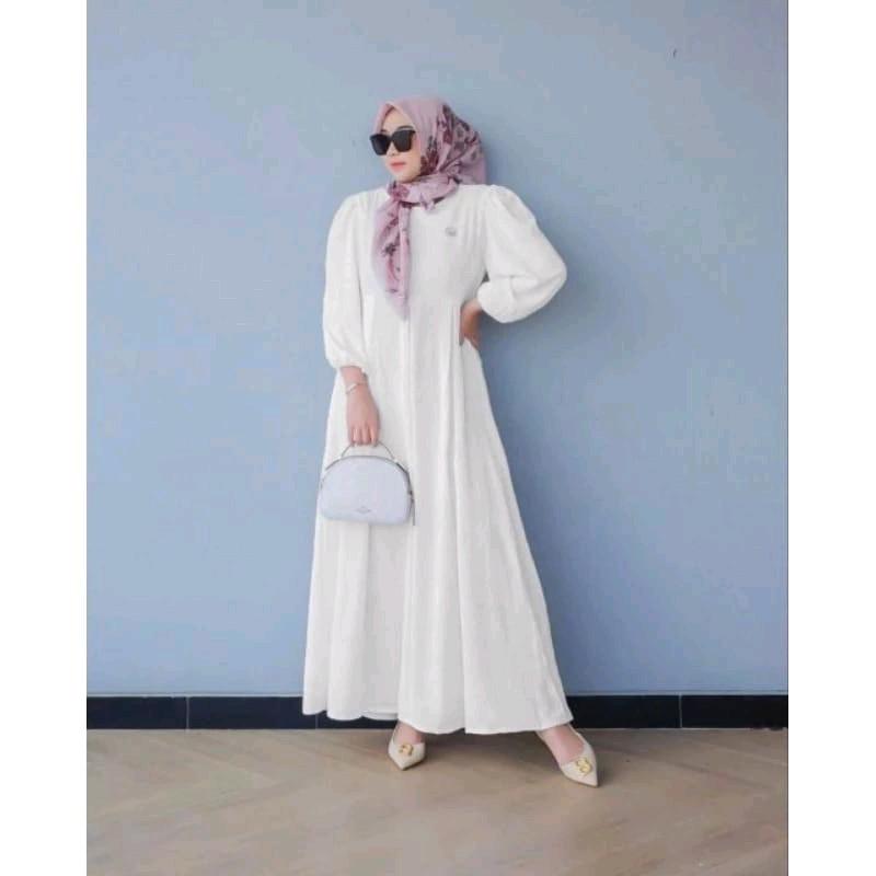 Gamis karin krinkle airfloww premium.dres terbaru masa kiginian Cantik Crinkle Karet Nyaman Muslim Wanita Mewah Remaja 5