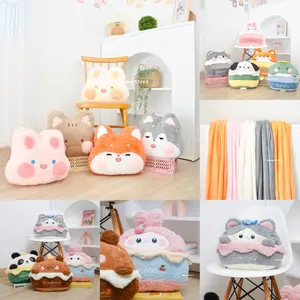BALMUTLUCU | Bantal Selimut Balmut 3in1 Fun Animals | Boneka Selimut Karakter Binatang Kelinci Husky Kucing Fox