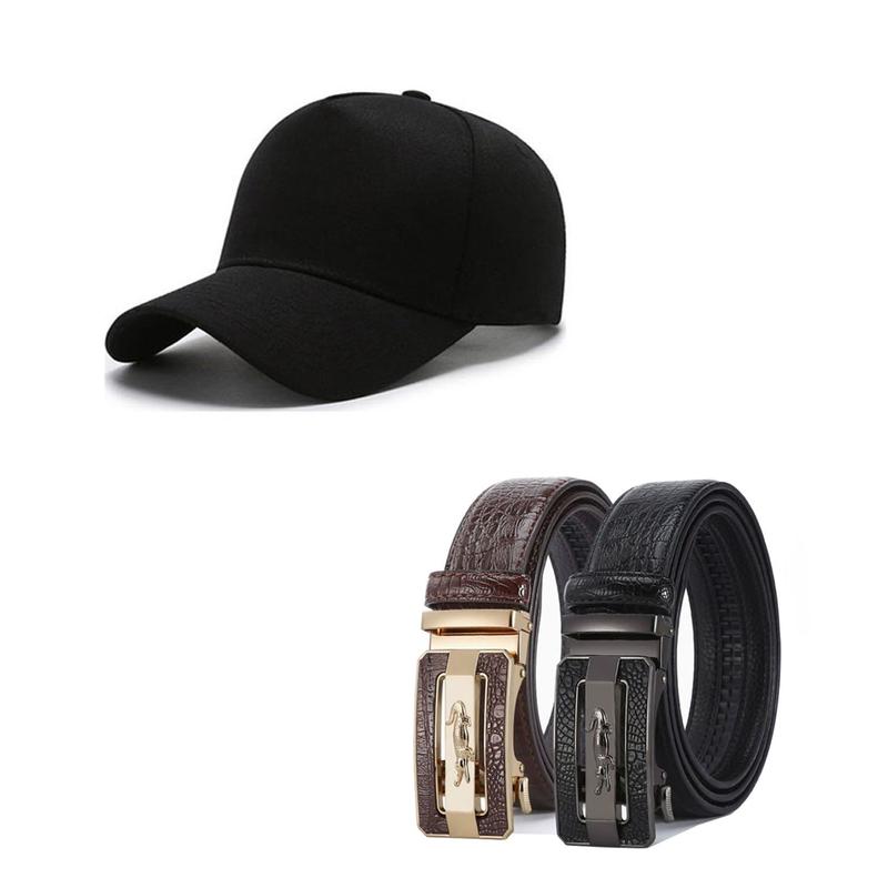 Tặng Mũ Thắt lưng nam ,nịt da bản to 3.5cm khóa full hợp kim tự động Tặng Mũ lưỡi trai