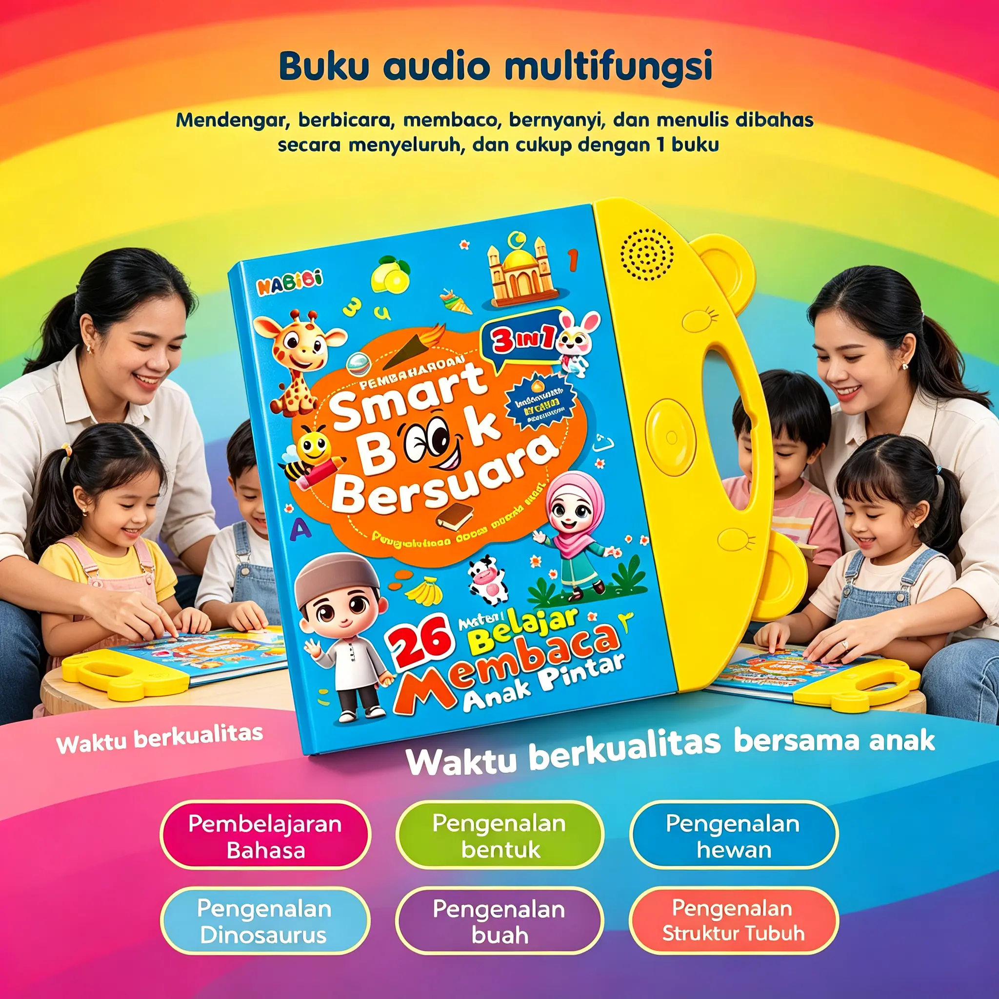 smart book bersuara lengkap Smart Book Bersuara Buku Suara Anak Edukasi Lengkap, Belajar Mendengar Berbicara Membaca Bernyanyi Menulis dengan Satu Alat, Hadiah Mainan Edukasi Anti HP, Cocok untuk Anak yang Sedang Belajar Berbicara