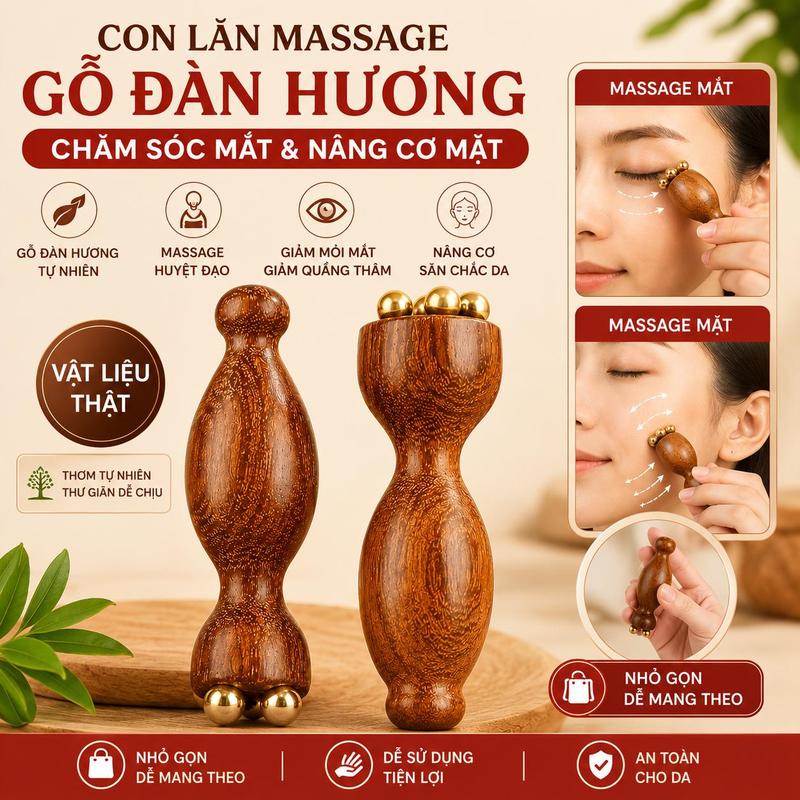 Con Lăn Massage Gỗ Chăm Sóc Da Nâng Cơ Mặt ,Lăn Mắt Hỗ Trợ Giảm Mỏi Mắt Thâm…