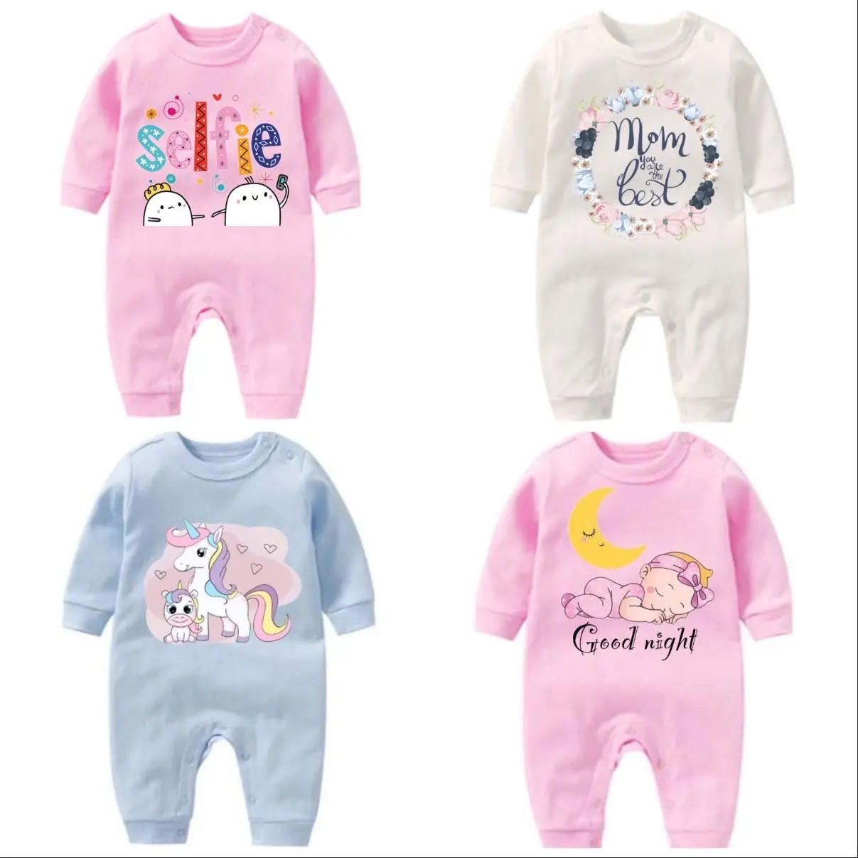 SLEEPSUIT bayi bermotif Lengan Tidur
