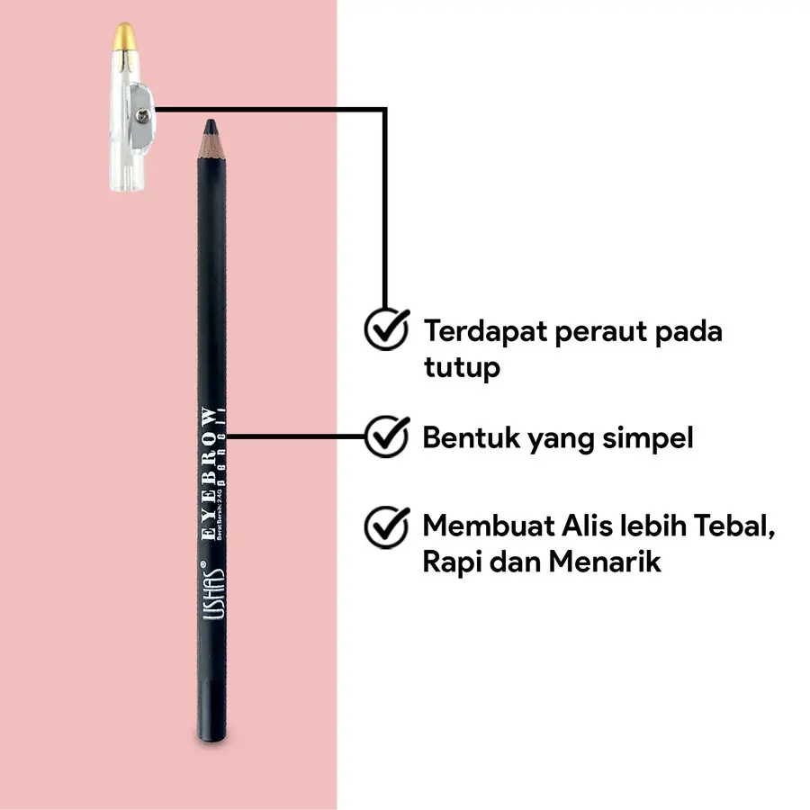 USHAS EB102 EYEBROW PENCIL 2.4 GRAM (KOSMETIK PENSIL ALIS DENGAN RAUTAN)