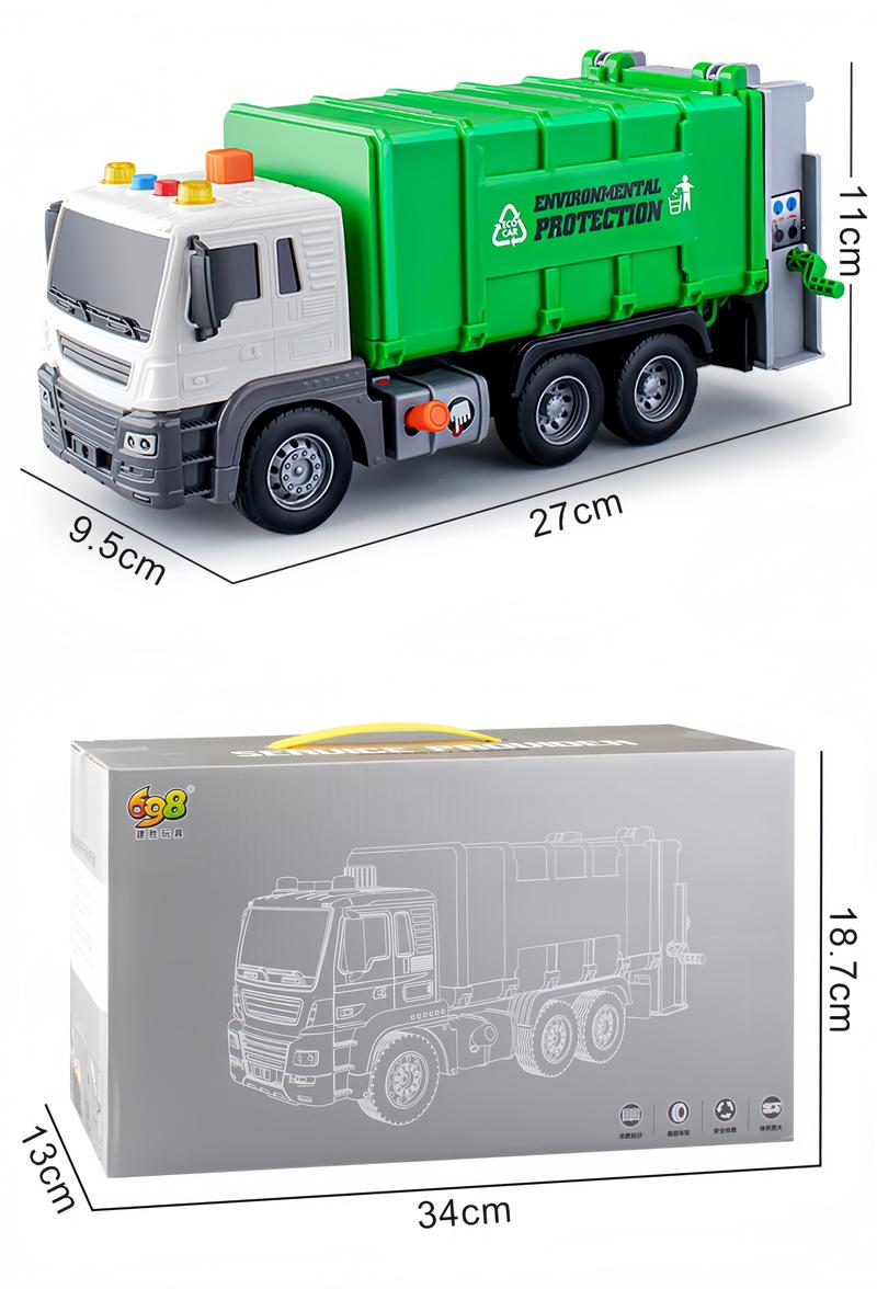 Product Introduction of Friction-Powered Garbage Truck Toy Set for Kids with Lights Sounds Movable Parts and DIY Assembly  Fun Waste Management Learning Toy for Boys and Girls 12
