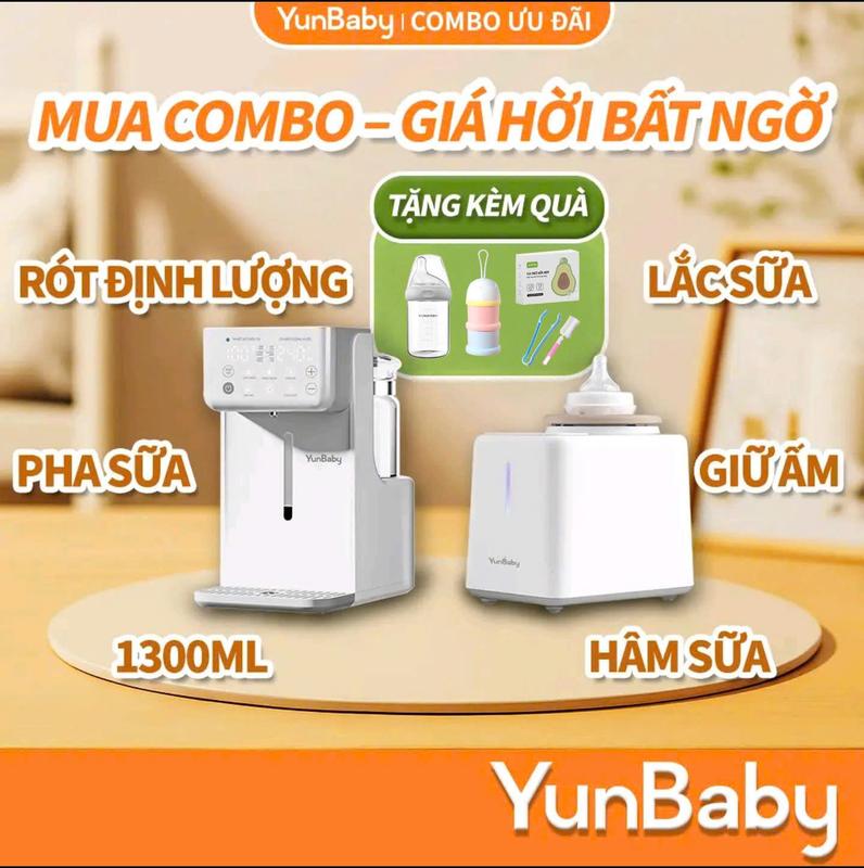 【COMBO ƯU ĐÃI F29+X23 Yunbaby Máy Đun Nước Pha Sữa Dung Tích 1300ml Định Lượng Rót Nước, Chỉnh nhiệt giữ ấm, Đun sôi, Khử Clo, Dưỡng sinh, Pha trà tiện lợi.RÓT NƯỚC ĐỊNH LƯỢNG • PHA SỮA • GIỮ NHIỆT ĐỘ ỔN ĐỊNH LẮC SỮA • GIỮ ẤM • HÂM NÓNG