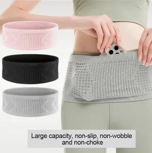 Sport Running Band Belt Bag Tas Pinggang Lari Anti Goyang Sabuk Lari Bahan Lycra Elastis Nyaman Warna Abu-abu Hitam Pink Size S M L