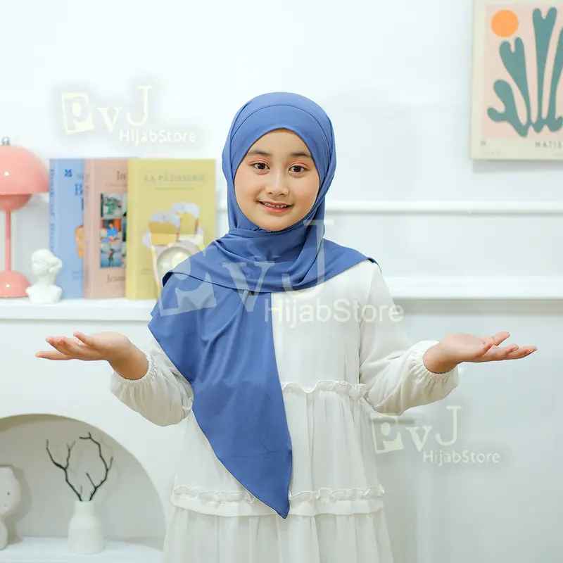 Hijab Anak Segitiga Malay jr Jersey | Jilbab Segitiga Tali Malay Inner Bando | Kerudung Anak sekolah 5-12 thn 7