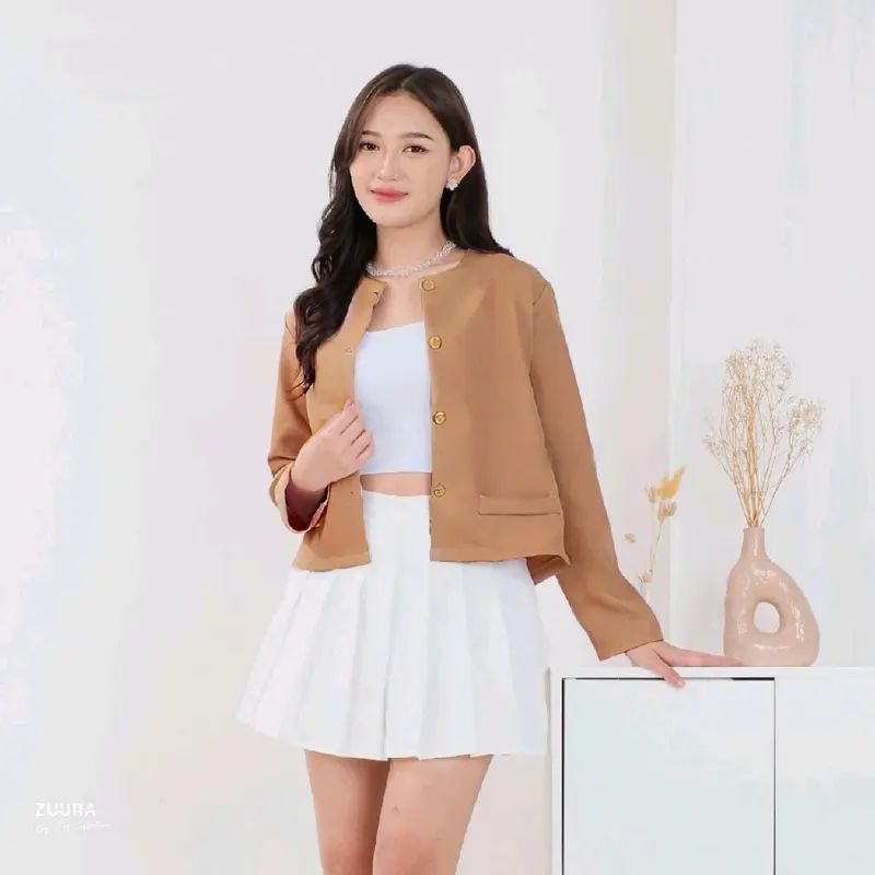 Crop Blazer Korean Style – Cardigan Outer Atasan Wanita | Premium Semi Wool Casual & Semi Formal Stylish 4