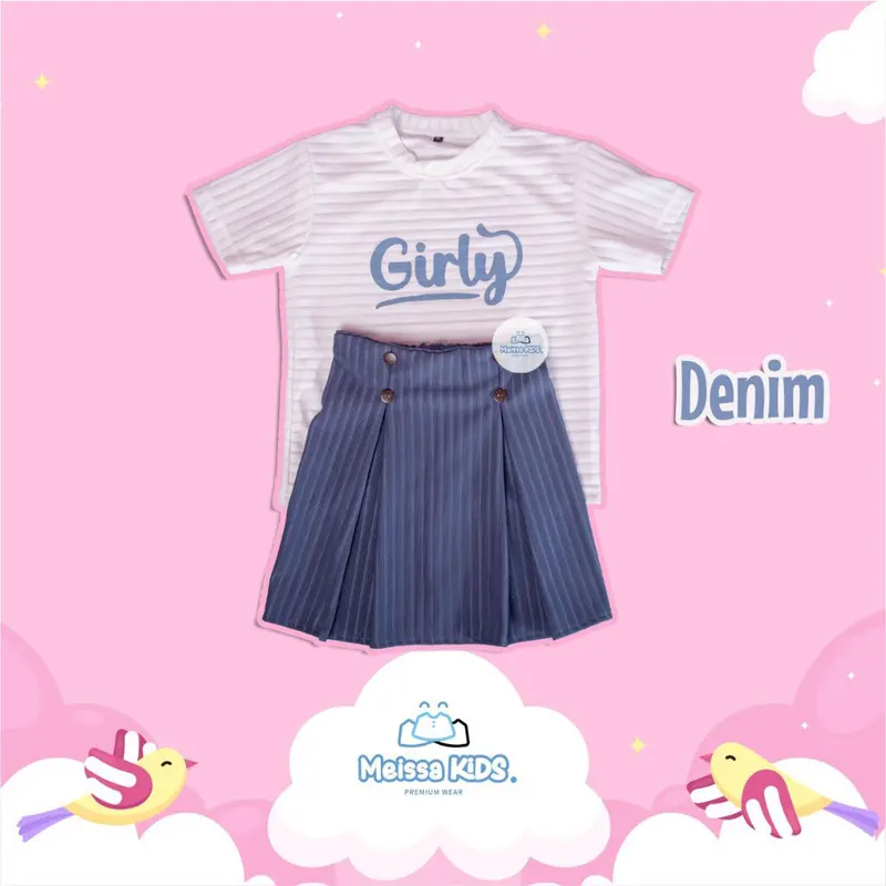 Meissa Kids - [PAKET HEMAT] Setelan Rok Anak Girly Knit Hornet Premium 5
