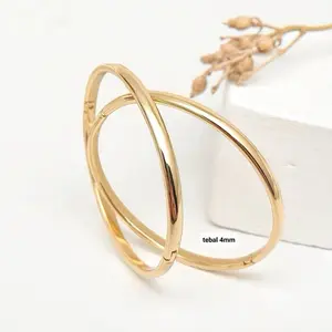 Gelang Polos • Gelang Tangan/Bangle • Gelang Warna Gold dan Silver • Titanity Jewelry