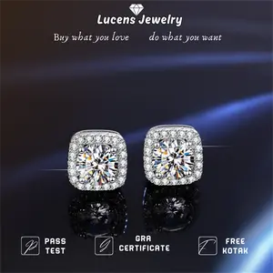 Anting Titanium Anti Karat Luntur Earrings Jepit Luxury Square Anting Free Box Aksesoris