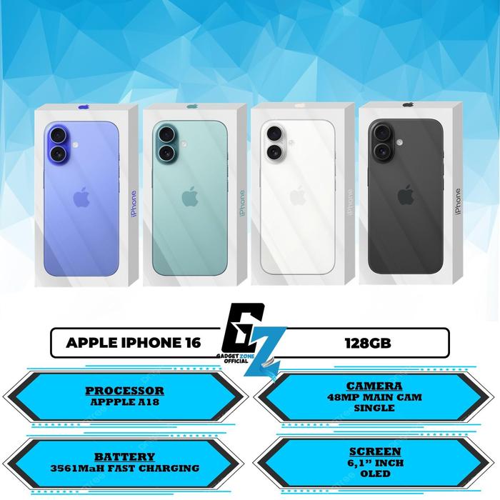 Gambar [ TP ] APPLE IPHONE 16 ( 128GB ) READY ALL COLOR GARANSI RESMI INDONESIA | APPLE A18 | 48MP MAIN CAMERA | 3561MAH BATTERY | 6.1 INCH OLED - NON BUNDLING, BLACK dari Gadget Zone Official Kota Administrasi Jakarta Pusat 5 Tokopedia