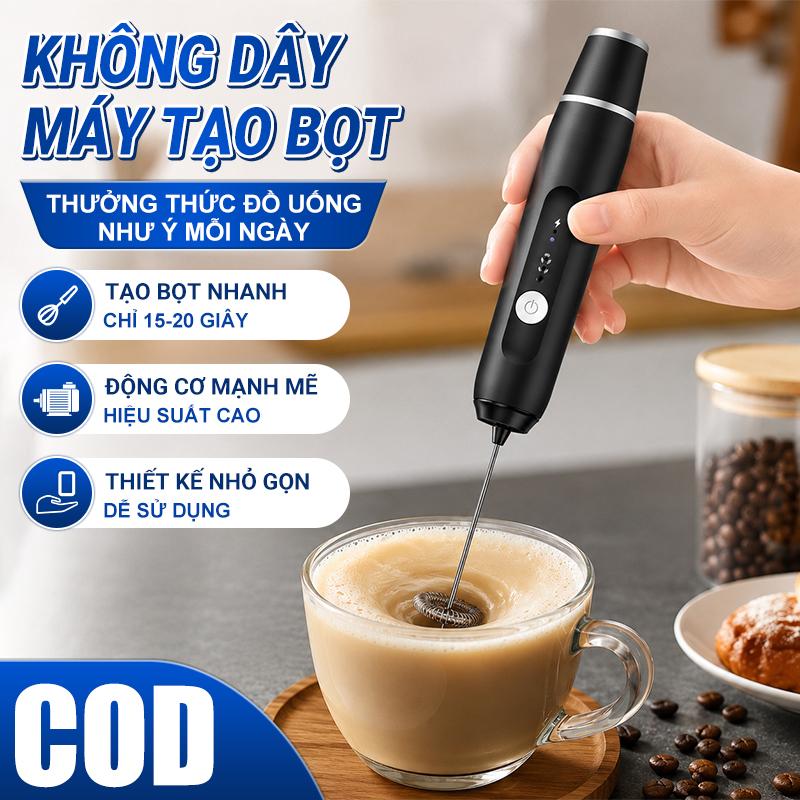 Máy đánh trứng đa năng 3 tốc độ, máy tạo bọt sữa không dây nhỏ gọn, máy tạo bọt…