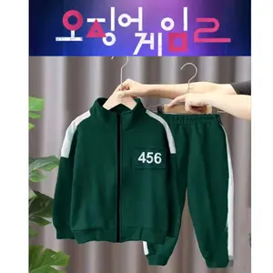Jaket anak laki laki dan perempuan ziper Jaket squid game viral setelan anak usia 1-12 Tahun Bahan tebal