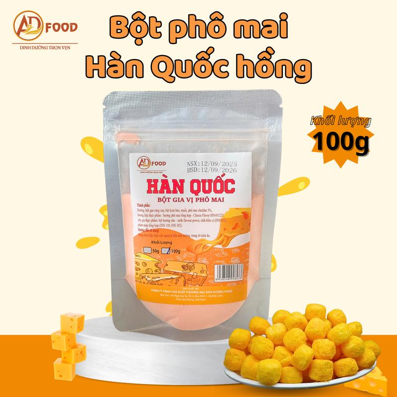  100g Bột phô mai Hàn Quốc ADFOOD màu hồng - làm sốt phô mai trà sữa lắc với món chiên 