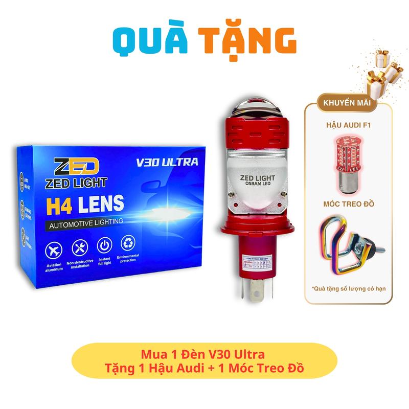 [Chuẩn Hãng ZEDLIGHT] Đèn Pha Bi Cầu V30 Ultra - 65W 12 24V DC H4 Bản Cao Cấp Pha Laser - Bảo Hành 24 Tháng Phụ Tùng Đèn Pha Led ÔTô, Xe Máy