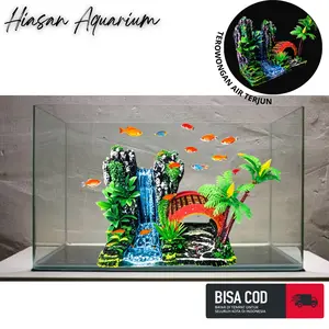 Hiasan aquarium Dekorasi Ornamen Terowongan Air Terjun kelapa