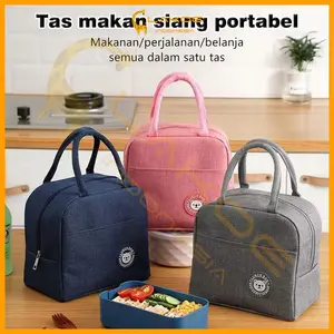 LAKOE Tas bekal lunch bag Salur Makanan Aluminiu cooler bag asi Pink
