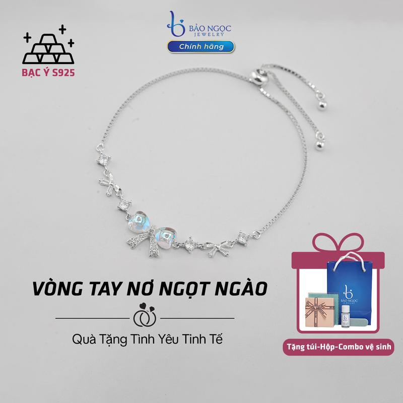 [Quà Tặng 20/10 Cho Người Yêu] Lắc tay bạc 925 chính hãng đẹp cho nữ - Lắc Tay Nơ Ngọt Ngào Món Quà Tinh Tế Ý Nghĩa Tặng Nguời Yêu Chất Liệu Bạc S925 Xi Kim Lấp Lánh - LT3028 [Bảo Ngọc Jewelry]