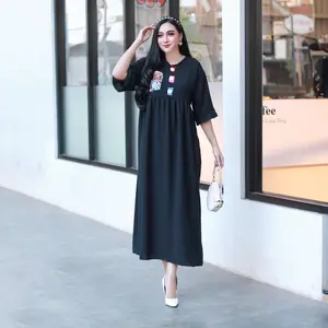 Arka- Jumbo Daster VIRAL OOTD 2024 SUPER JUMBO LD 120 Wanita Kancing Bumil Crinkle Panjang Airflow Oversize Busui Dress daster busui cibi