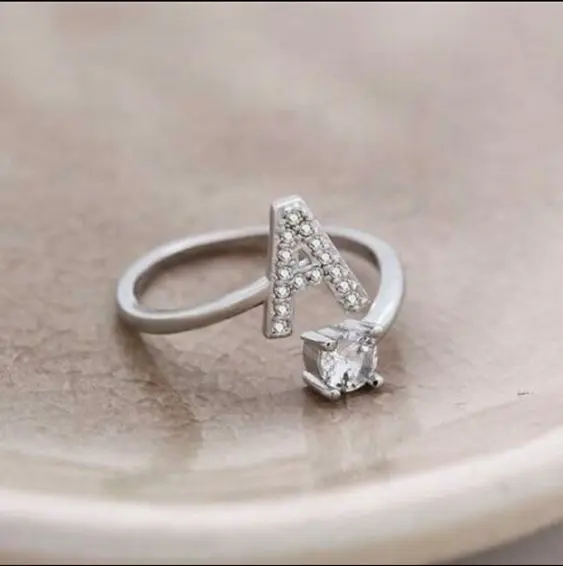 Cincin Inisaial Nama Titanium ABJAD Nama - Inisial Nama Wanita -Cincin Nama Wanita 1