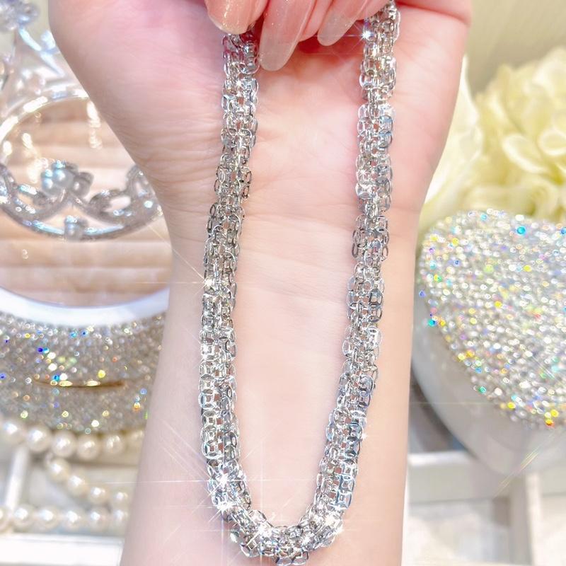 Mẫu Mới Hoàng Phát Trang Sức Dây Chuyền Bạc Ý 925 Xoắn Kim Tiền Chạm Máy 8li Xi Kim D72