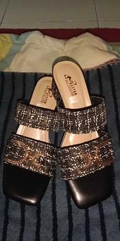 Product Review of Sultan Shoes | Sendal Hak Tahu 5 cm Wanita Flat Slop Tali Kokop Kekinian Aksesoris Gesper Rantai D | Sandal High Heel 5cm CasuaL from P**🦋 0