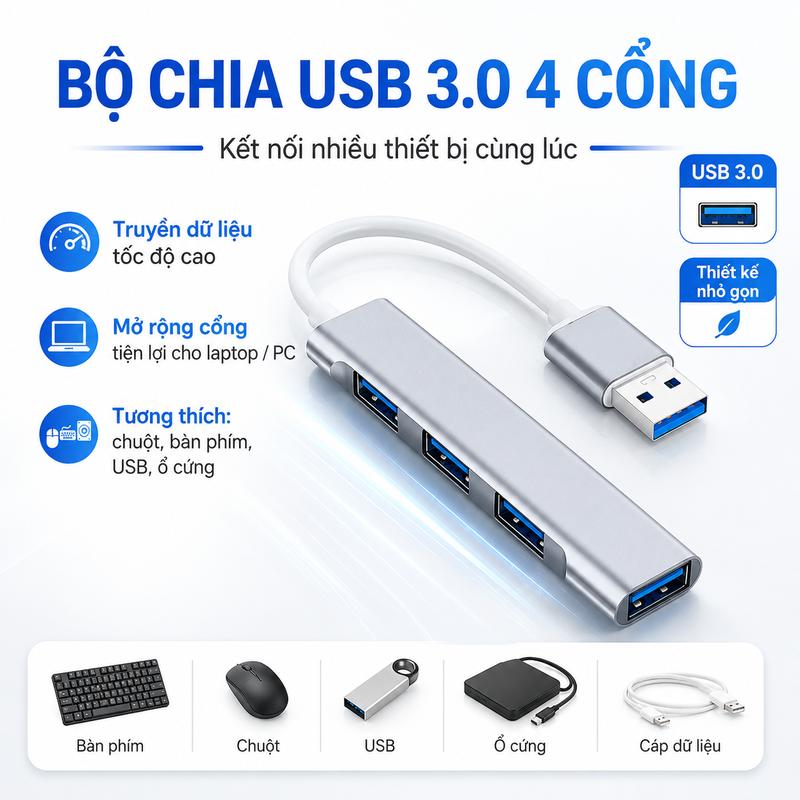 Bộ Chia Truyền Tín Hiệu Tốc Độ Cao, 3.0, 1 Kéo 4 USB, Cổng USB, Thích Hợp Cho Máy Tính Xách Tay Và Máy Tính Để Bàn, HUB, Bộ Chuyển Đổi Đa Năng, Công Tắc Độc Lập, Kết Nối Với Ổ Đĩa U, Chuột Và Bàn Phím