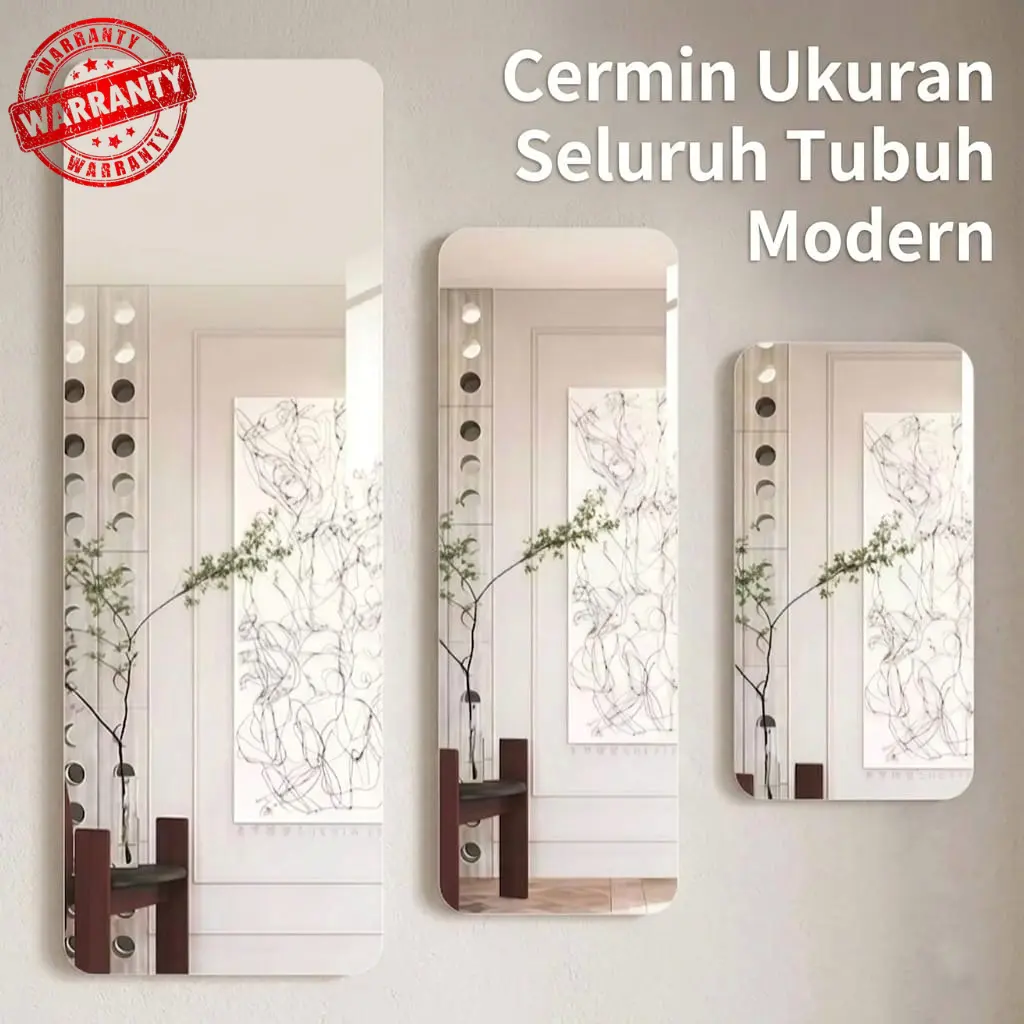 Simple & Pure - (UPGRADE TEBAL) Cermin Tempel Dinding Akrilik Ukuran Jumbo Anti Pecah - Kaca Tempel Tembok Aesthetic Tanpa Bor