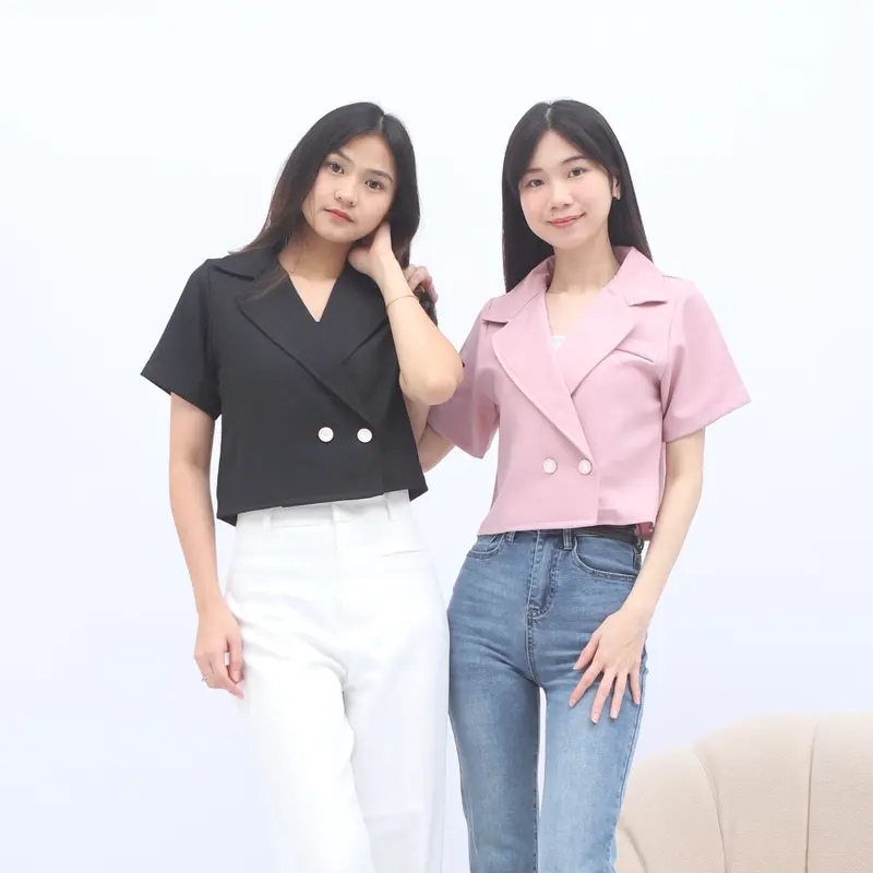 CELVE - Aria Top (Atasan Wanita Kancing Semi Wool Basic Simple) 0