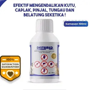 (TERLARIS) DELTAMED 100ml-Cara Mudah Membasmi Kutu Tunga Caplak  Anjing Kucing Kelinci dan Hewan lainya