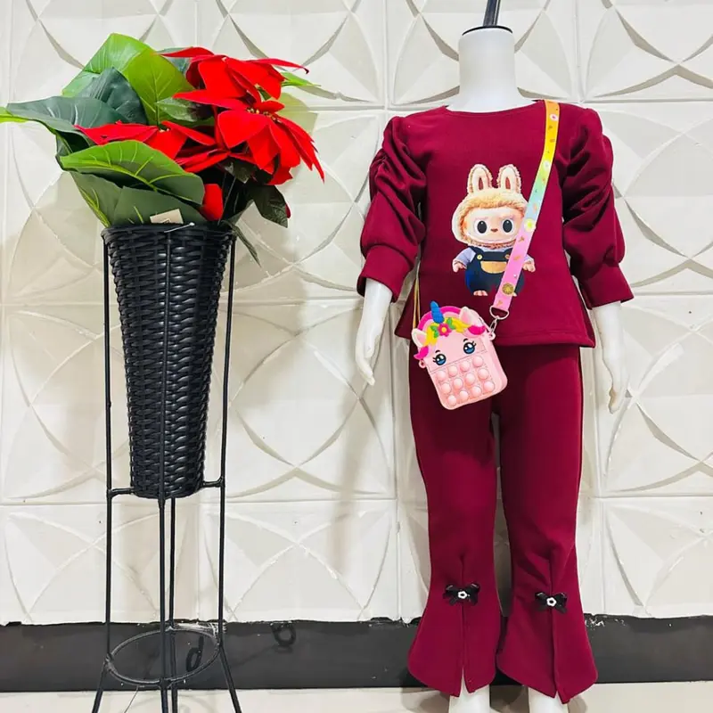 PAKET BUNDLE 3PCS setelan anak perempuan Labubu hit kekinian viral tik tok usia 1-8 tahun Polos Lengan panjang Bayi Katun Parsel 1