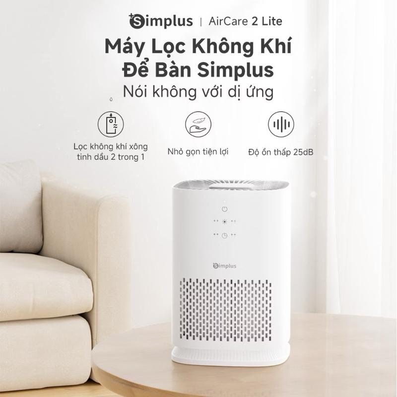 Simplus Máy Lọc Không Khí Để Bàn AirCare 2 Lite - Lọc 2 Tinh Dầu, Nhỏ Gọn, Độ Ồn Thấp 25dB
