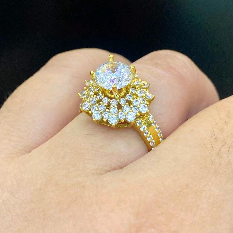 Nhẫn Nữ Hoàng Hoa 12 Cánh nhỏ màu 610 ( đồg vàg )