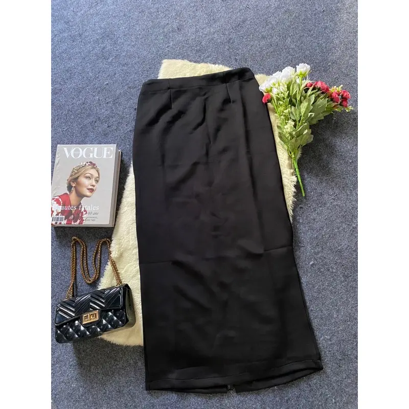 MM- Rok Span  Scuba Premium Panjang Nyaman Wanita Hitam  Cewek Basic Kerja Melar Casual Formal 2