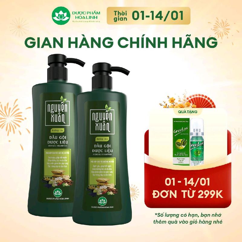 Combo 2 chai Dầu gội dược liệu Nguyên Xuân Xanh dưỡng tóc 470g - Tặng thêm 50g giá không đổi