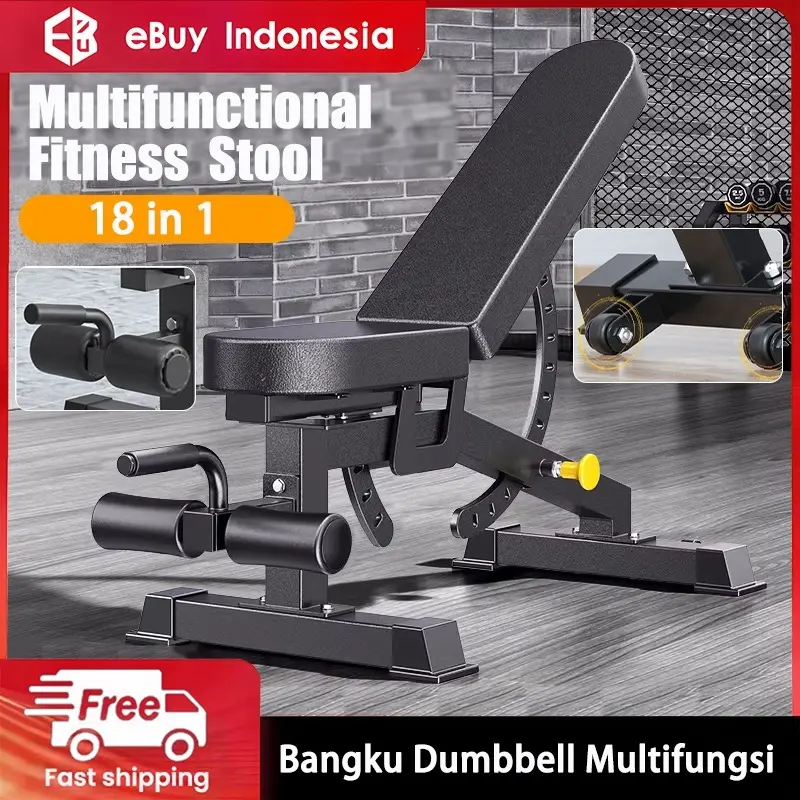 EBUY bangku dumbbell multifungsi/kursi gym/bangku latihan sit-up/Exercise Training Fitness Bench with Dumbbell Rack/alat olahraga di rumah/Barbell Alat Olahraga Rumahan Fitness
