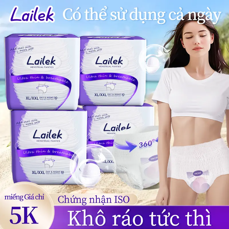 Lailek – Quần vệ sinh chứa tơ tằm tự nhiên, siêu thoáng khí, nâng niu sức khỏe phái đẹp, cho giấc ngủ trọn vẹn và êm ái. 0