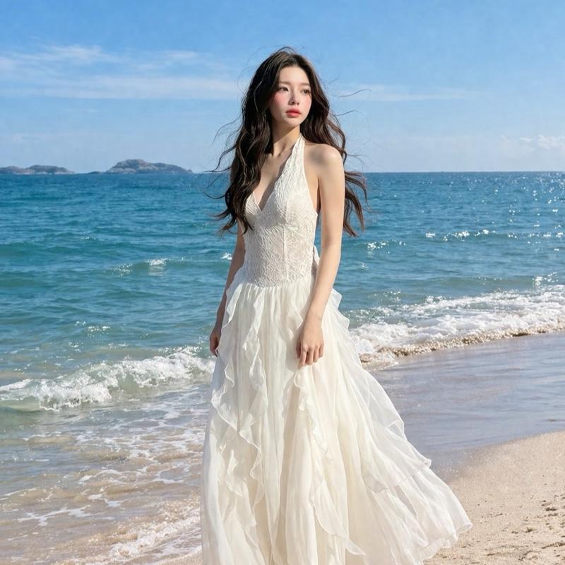 Đầm Maxi Cổ Yếm Phong Cách Thời Trang Cho Nữ - Thiết Kế Dài Xòe Với Chi Tiết…