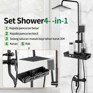Ready Stock!!! ️Shower Set Kamar Mandi Rain Shower/Set Shower Air Panas Dingin Persegi / Bulat Alat Mandi Kamar Mandi