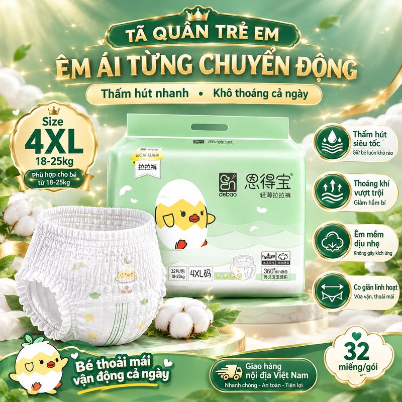 Tã quần size 4XL 5XL 6XL cho bé mập | Men vi sinh không hăm | Mềm như mây – Kho VN giao nhanh