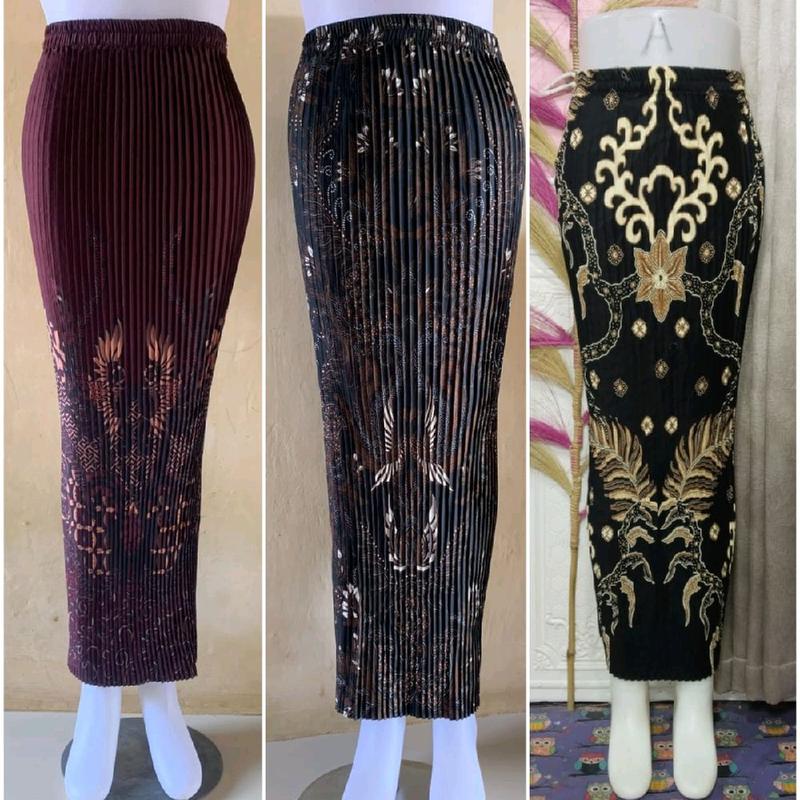 RISQI Rok Batik Plisket Wanita Motif Terbaru BAHAN katun POLYMICRO ...