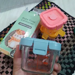 Momwell GFB01 3 IN 1 Tempat Mpasi Kaca Wadah Mpasi Kaca Penyimpanan Mpasi Glass Baby Food Container Boys Girls Children peralatan  mpasi lakoe  baby