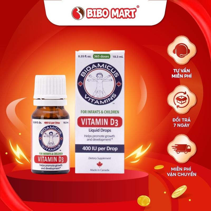 Vitamin D3 Bioamicus 400IU/Giọt 10ml - Bổ Sung D3 Thuần Giúp Phát Triển Hệ Xương Và Răng Ở Trẻ Nhỏ