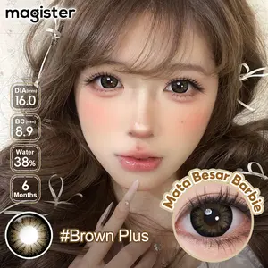 【Softlens Big Eye 16mm】Magister Softlens DIA 14.5/16mm Cokelat Lucu Brown Lens Kontak Minus 0.00~-6.00 Hitam Imut Black Lensa with Case Eye Soflens