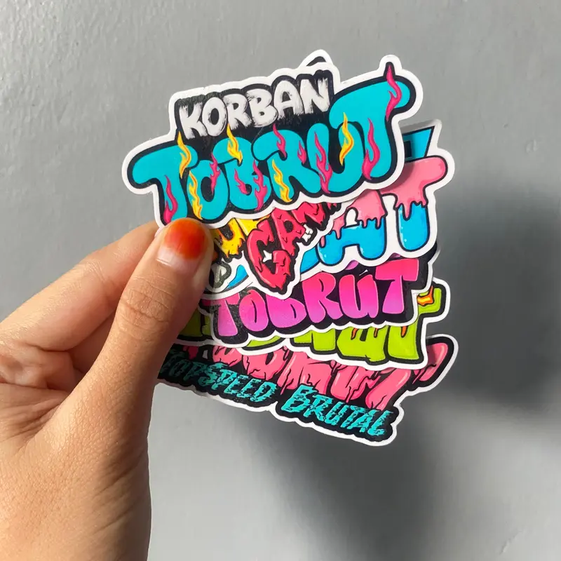 6Pcs Stiker kata kata sticker viral /stiker Tobrut Hologram glossy 1