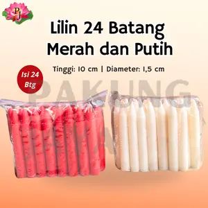 Lilin 24 batang Merah dan Putih Tinggi 10 cm / Lilin Sembahyang 24 Batang Merah dan Putih