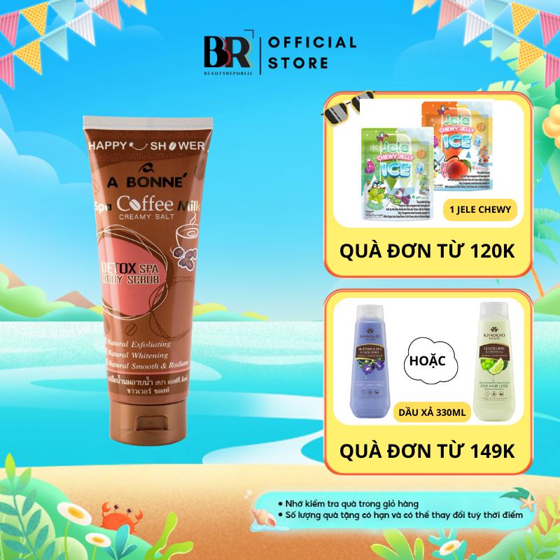   A BONNE'  Muối Tắm Spa Cà Phê Tẩy Tế Bào Chết Trắng Da Hạt Siêu Mịn A Bonne' Dạng Tuýp 350g 